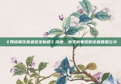 《网络餐饮食品安全新规》落地,外卖商家后厨全程直播公示