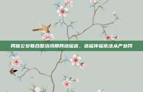 网信公安联合整治汛期网络谣言,造谣传谣依法从严处罚