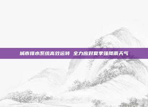 城市排水系统高效运转 全力应对夏季强降雨天气