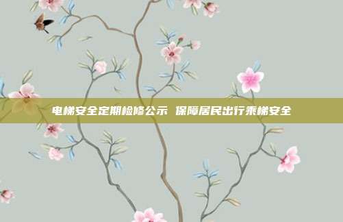 电梯安全定期检修公示 保障居民出行乘梯安全