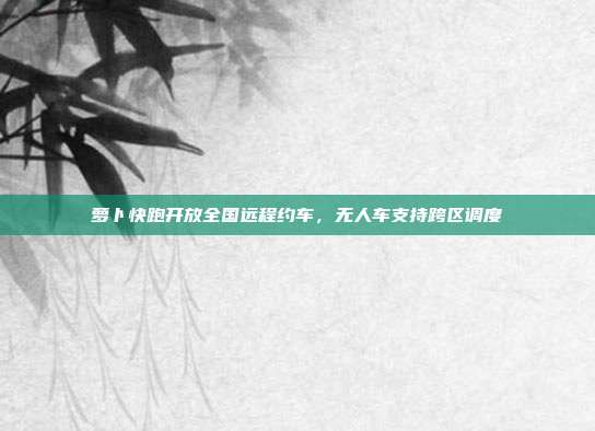 萝卜快跑开放全国远程约车,无人车支持跨区调度