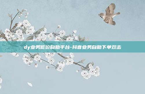 dy业务低价自助平台-抖音业务自助下单双击