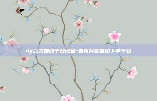 dy点赞自助平台便宜-最新抖音自助下单平台