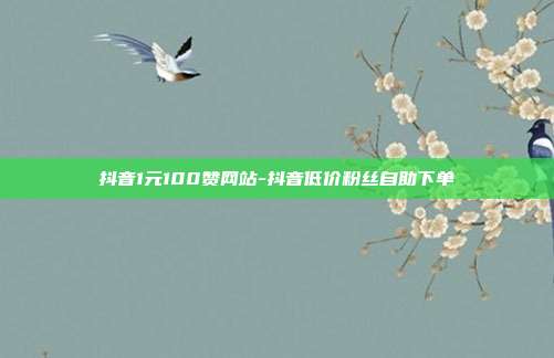 抖音1元100赞网站-抖音低价粉丝自助下单