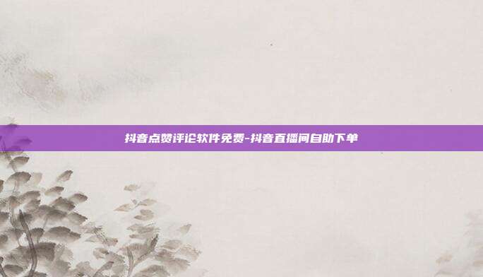 抖音点赞评论软件免费-抖音直播间自助下单