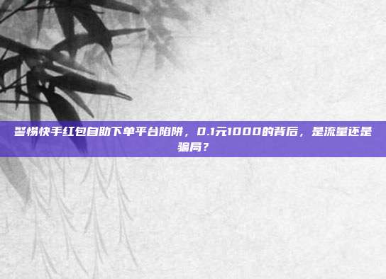 警惕快手红包自助下单平台陷阱,0.1元1000的背后,是流量还是骗局?
