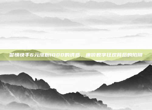 警惕快手6元涨粉1000的诱惑,廉价数字狂欢背后的陷阱
