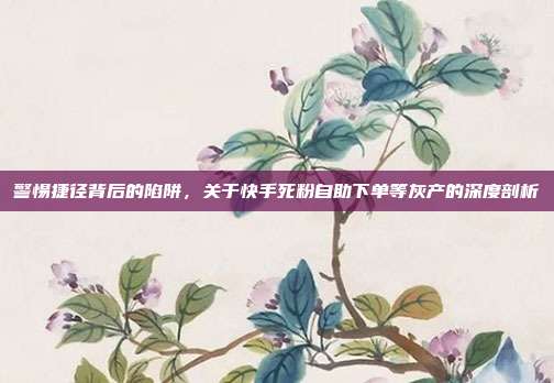 警惕捷径背后的陷阱,关于快手死粉自助下单等灰产的深度剖析