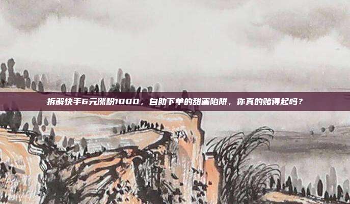 拆解快手6元涨粉1000，自助下单的甜蜜陷阱，你真的赌得起吗？