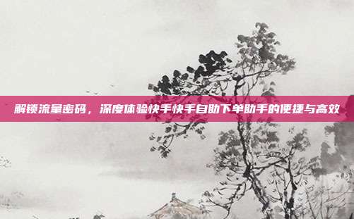 解锁流量密码,深度体验快手快手自助下单助手的便捷与高效