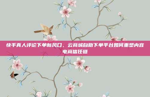 快手真人评论下单新风口,云商城自助下单平台如何重塑内容电商信任链