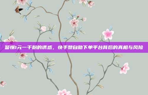 警惕1元一千粉的诱惑,快手赞自助下单平台背后的真相与风险