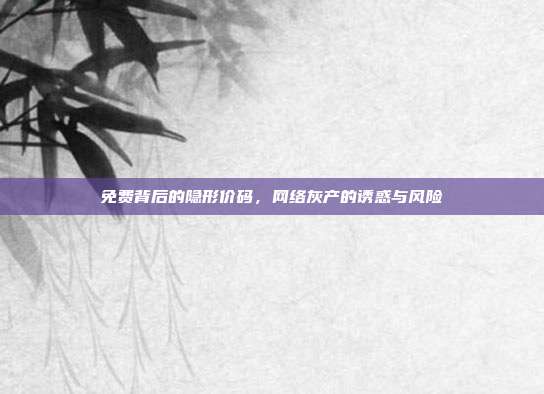 免费背后的隐形价码，网络灰产的诱惑与风险