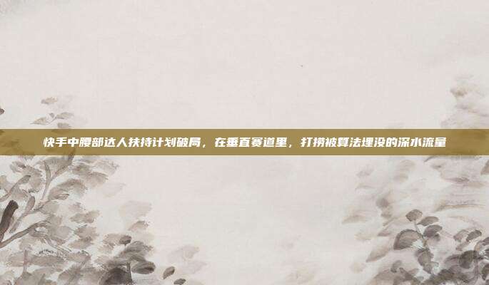 快手中腰部达人扶持计划破局，在垂直赛道里，打捞被算法埋没的深水流量