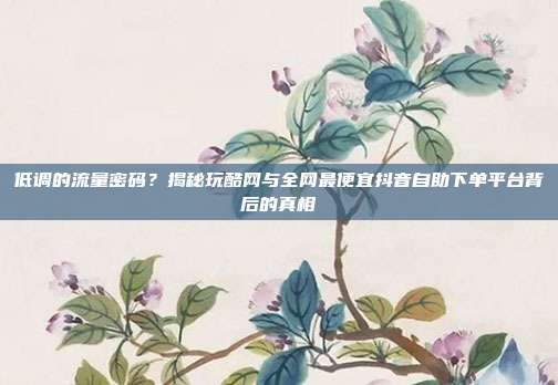 低调的流量密码？揭秘玩酷网与全网最便宜抖音自助下单平台背后的真相