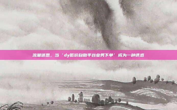 流量迷思,当‘dy低价自助平台业务下单’成为一种诱惑