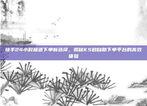 快手24小时极速下单新选择,揭秘KS秒自助下单平台的高效体验