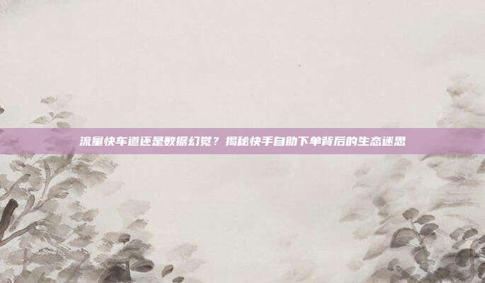 流量快车道还是数据幻觉?揭秘快手自助下单背后的生态迷思