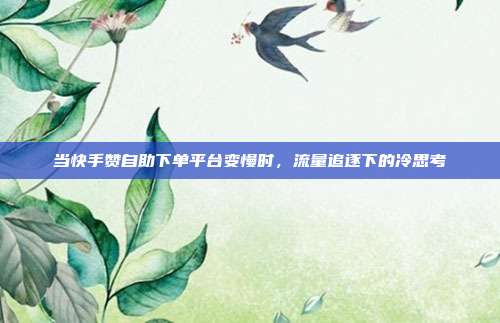 当快手赞自助下单平台变慢时，流量追逐下的冷思考
