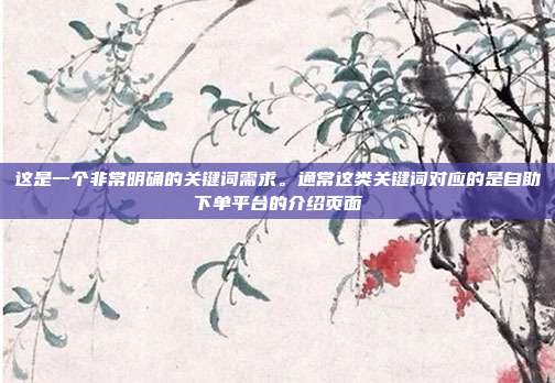 这是一个非常明确的关键词需求。通常这类关键词对应的是自助下单平台的介绍页面