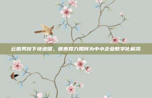 云服务按下快进键,普惠算力如何为中小企业数字化解渴