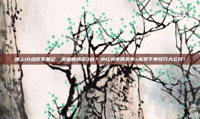 晚上10点后发笔记,流量竟然多3倍?小红书夜间发布+高赞下单技巧大公开!
