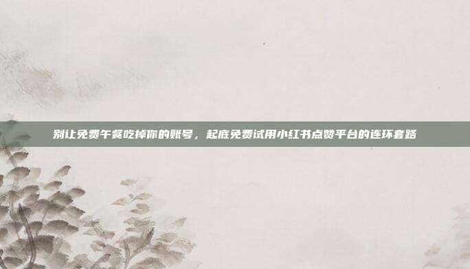 别让免费午餐吃掉你的账号,起底免费试用小红书点赞平台的连环套路
