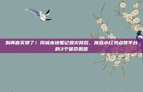 别再盲买赞了！同城本地笔记爆火背后，挑选小红书点赞平台的3个保命思路