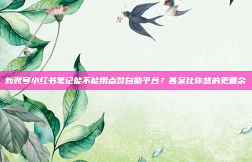 新账号小红书笔记能不能用点赞自助平台?答案比你想的更复杂