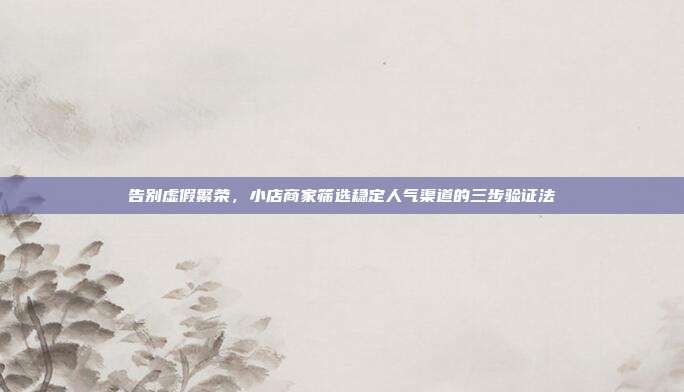 告别虚假繁荣,小店商家筛选稳定人气渠道的三步验证法