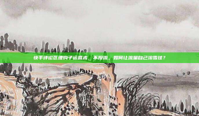 快手评论区埋钩子运营术,不投流,如何让流量自己滚雪球?