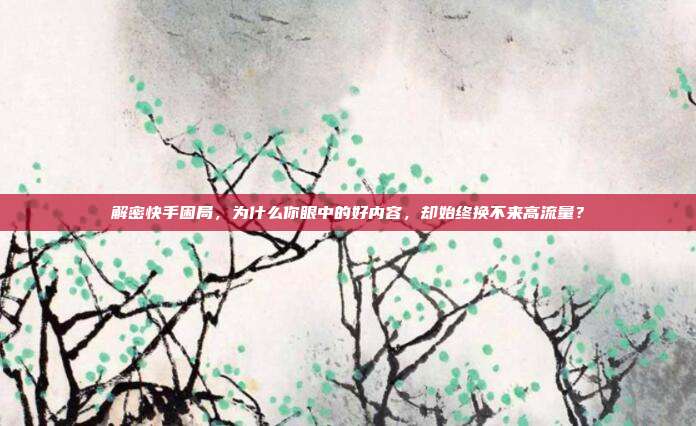 解密快手困局,为什么你眼中的好内容,却始终换不来高流量?