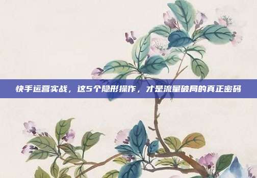 快手运营实战,这5个隐形操作,才是流量破局的真正密码
