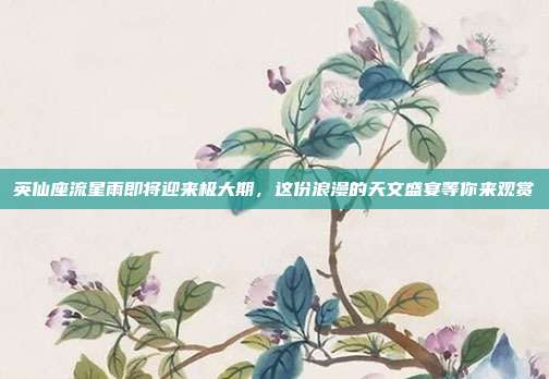 英仙座流星雨即将迎来极大期,这份浪漫的天文盛宴等你来观赏