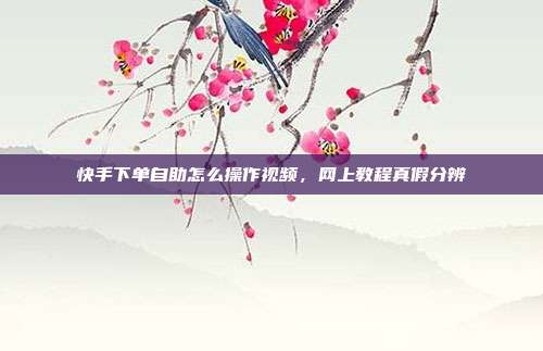 快手下单自助怎么操作视频，网上教程真假分辨