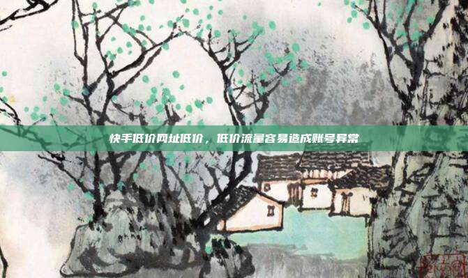 快手低价网址低价，低价流量容易造成账号异常