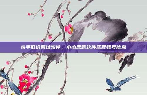 快手低价网址软件,小心恶意软件盗取账号信息