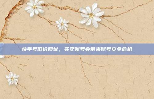 快手号低价网址,买卖账号会带来账号安全危机