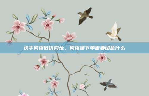 快手网页低价网址，网页端下单需要留意什么