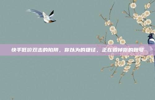 快手低价双击的陷阱，你以为的捷径，正在毁掉你的账号