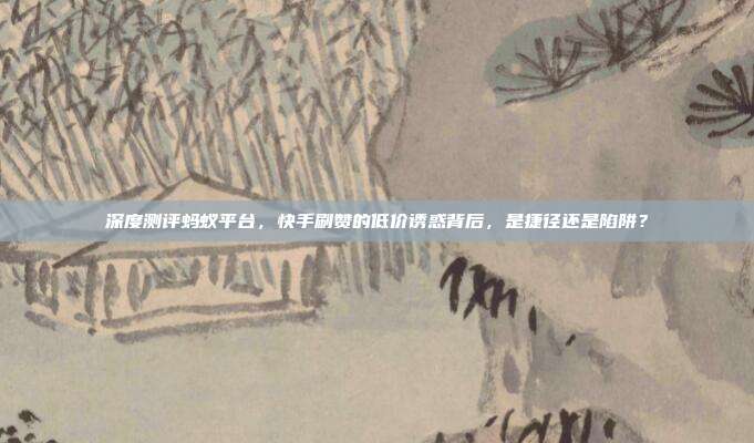 深度测评蚂蚁平台,快手刷赞的低价诱惑背后,是捷径还是陷阱?