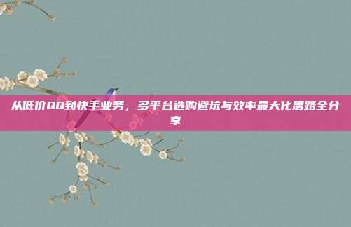 从低价QQ到快手业务，多平台选购避坑与效率最大化思路全分享