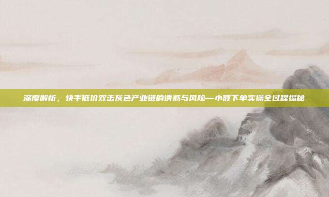 深度解析,快手低价双击灰色产业链的诱惑与风险—小额下单实操全过程揭秘