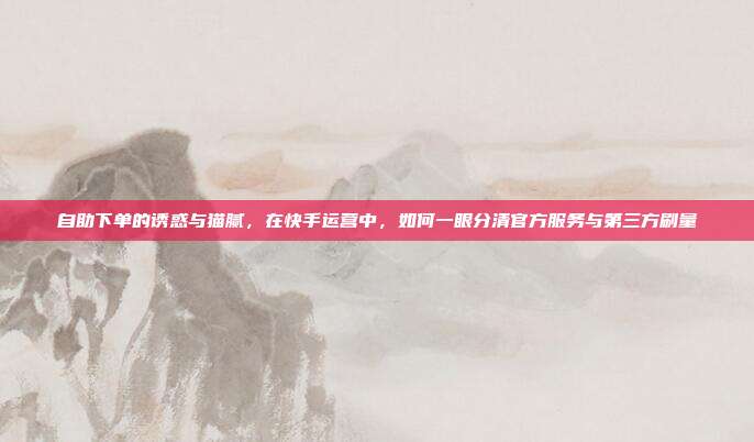 自助下单的诱惑与猫腻,在快手运营中,如何一眼分清官方服务与第三方刷量