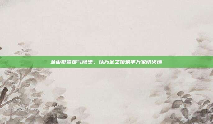 全面排查燃气隐患，以万全之策筑牢万家防火墙