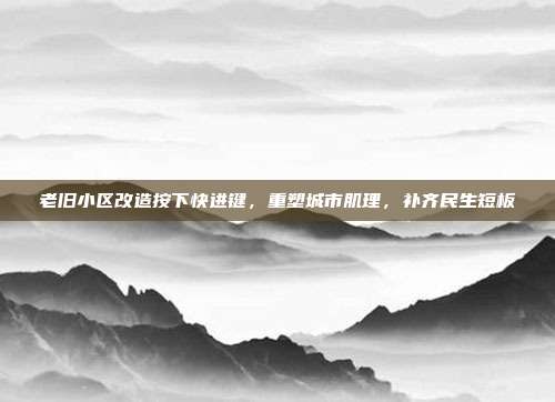 老旧小区改造按下快进键,重塑城市肌理,补齐民生短板