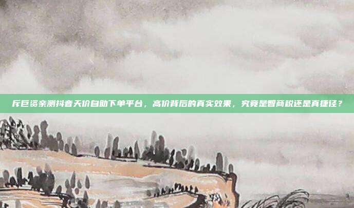 斥巨资亲测抖音天价自助下单平台，高价背后的真实效果，究竟是智商税还是真捷径？