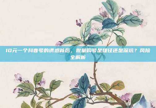 10元一个抖音号的诱惑背后，批量购号是捷径还是深坑？风险全解析