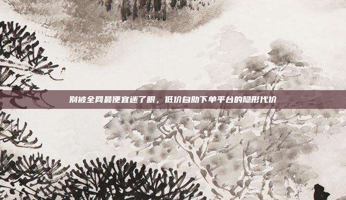 别被全网最便宜迷了眼,低价自助下单平台的隐形代价