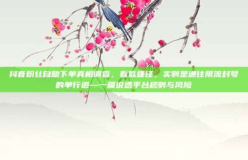 抖音粉丝自助下单真相调查,看似捷径,实则是通往限流封号的单行道—一篇说透平台规则与风险